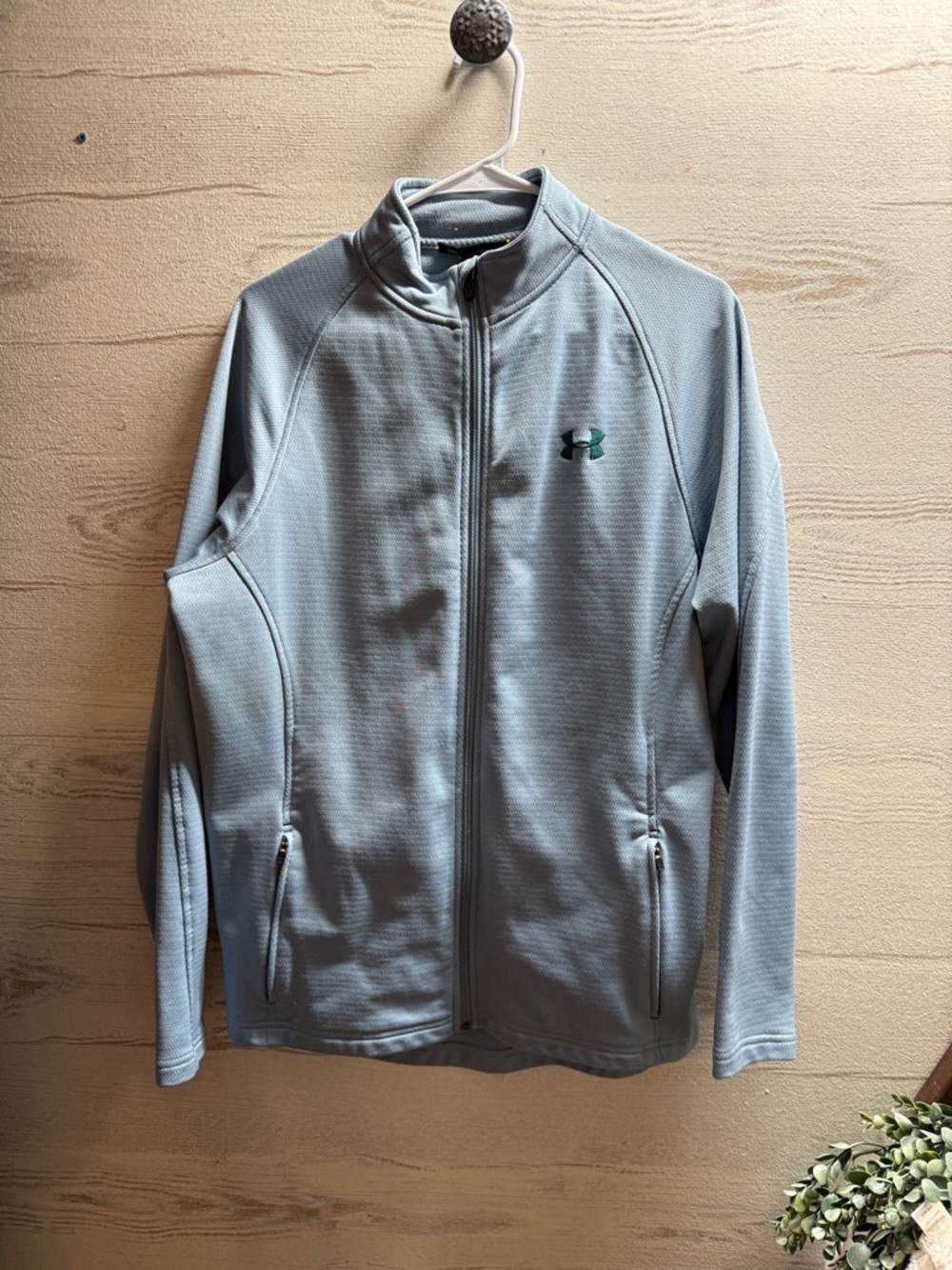 Under Armour light blue front zip athletic jacket size M